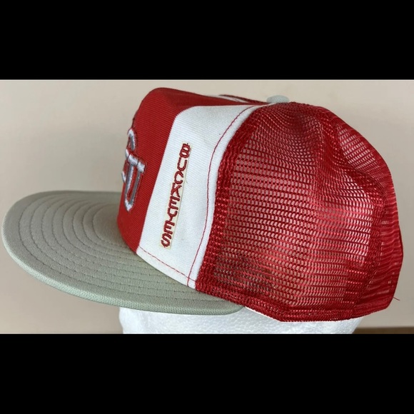 Vintage OSU Ohio State Buckeyes AJD Mesh Snapback Hat Cap USA Lucky Stripes NCAA - Picture 6 of 11
